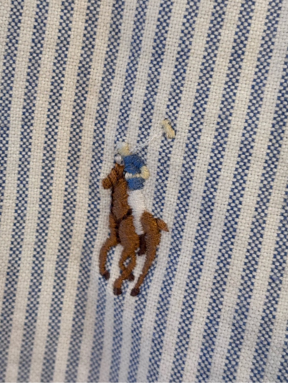 Ralph Lauren Blue and White Striped Button-Down, Vintage Blake, Men’s Large - Picture 4 of 15